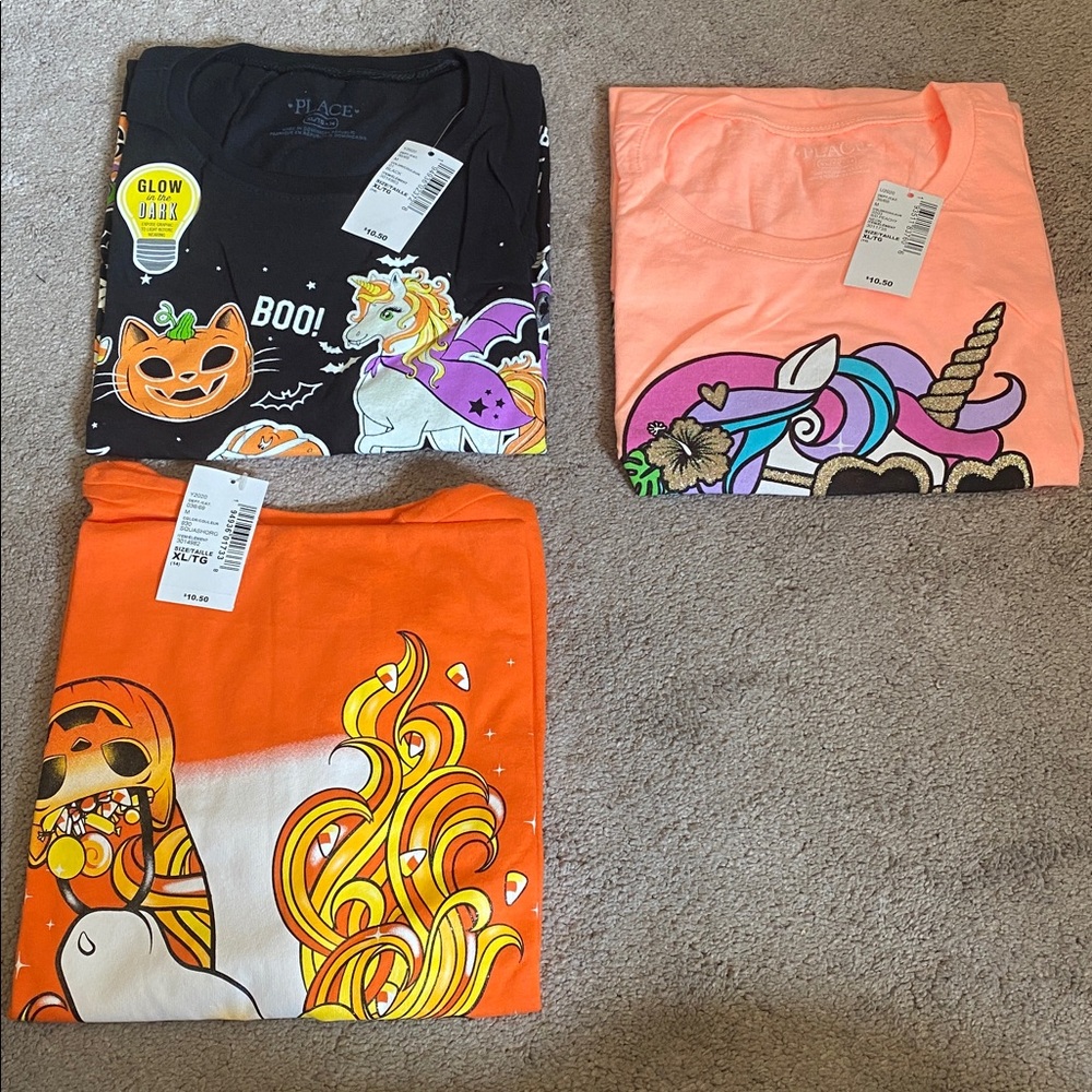 Lot of 3 girls size XL (14) children’s place unicorn t-shirts